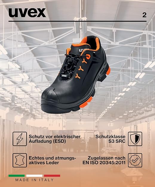 Uvex 2 6502 S3 SRC ESD Shoe - Lightweight & Protective